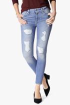7 For All Mankind The Ankle Skinny With Destroy In Light Blue
