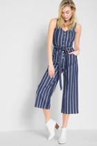 7 For All Mankind Button Front Playsuit In Seaside Stripe