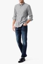 7 For All Mankind Long Sleeve Oxford In Grey