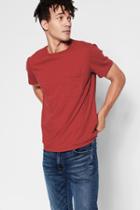 7 For All Mankind Short Sleeve Raw Pocket Crew In Red