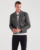 7 For All Mankind Caf Racer Jacket In Black With Natural Ground