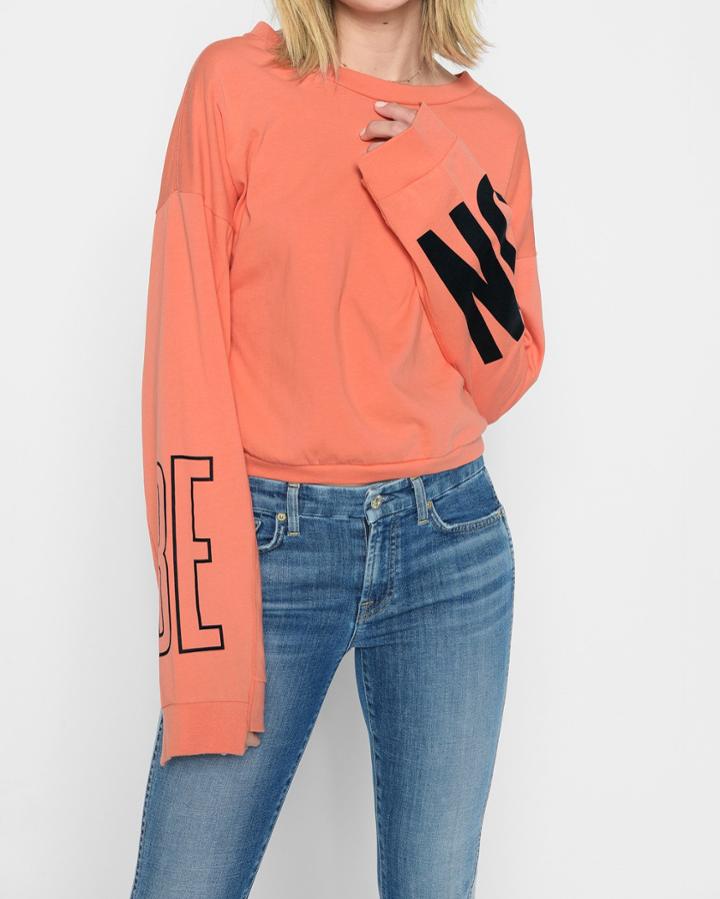 7 For All Mankind Women's Be On Tomboy Long Sleeve Tee In Poppy