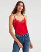 7 For All Mankind Women's Lace Trim Cami In Red