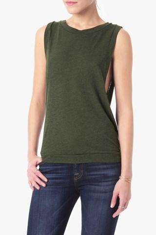 7 For All Mankind Heathered Knit Vest In Olive