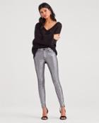 7 For All Mankind Metalic Twill Ankle Skinny In Silver