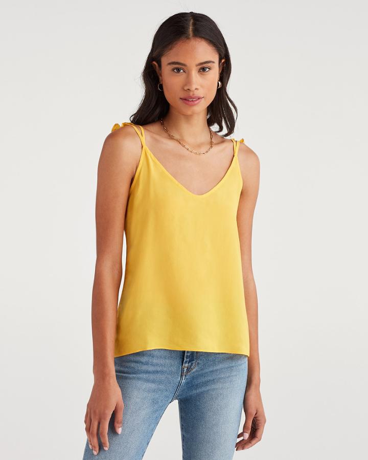 7 For All Mankind Women's Mini Ruffle Strap Tank In Dandelion