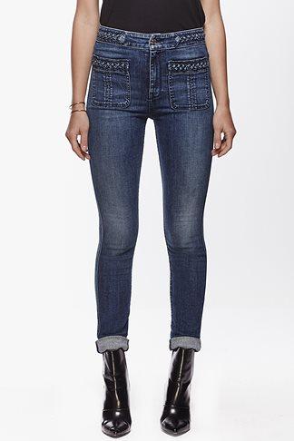 7 For All Mankind Braided Skinny In Vivid Medium Indigo