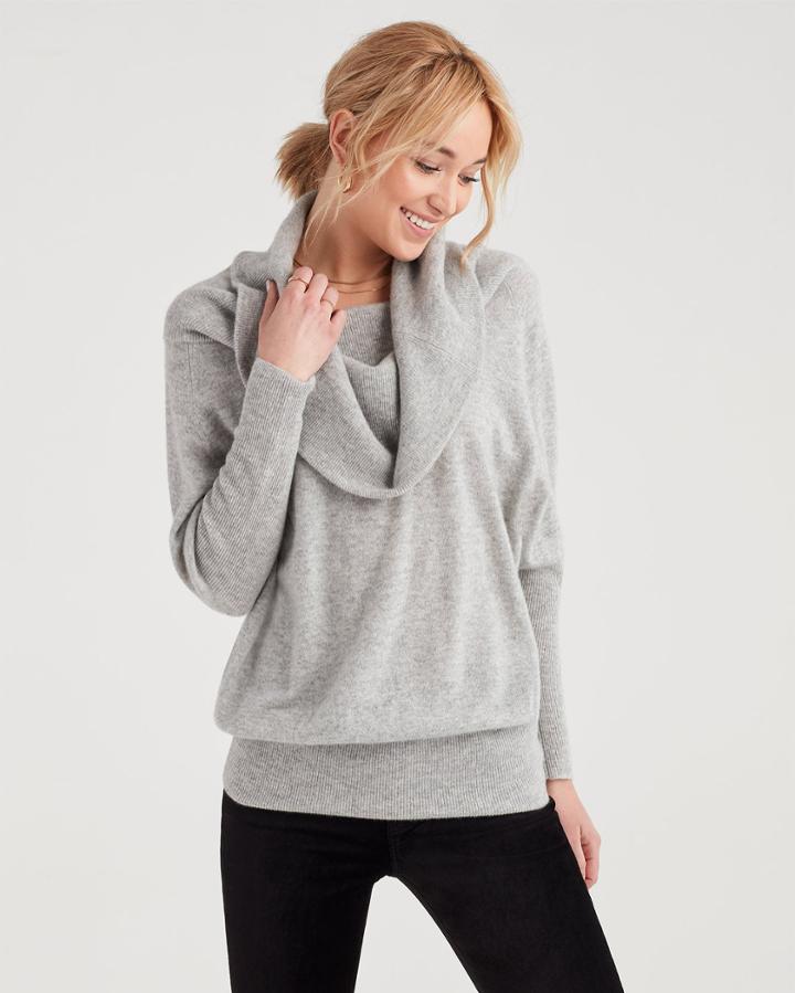 7 For All Mankind Off Shoulder Pullover Sweater In Light Heather Grey