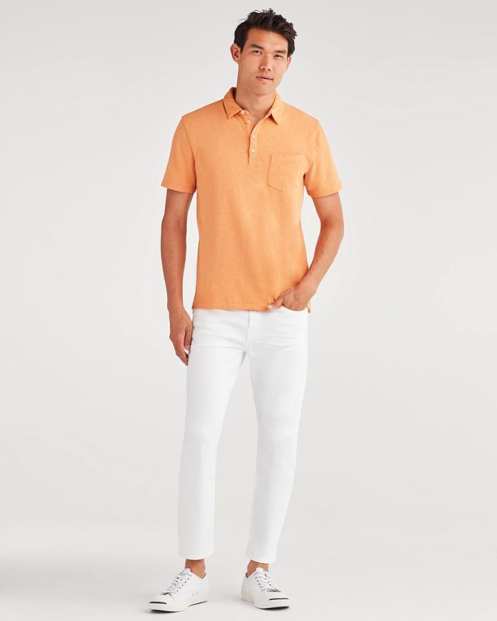 7 For All Mankind Men's Luxe Performance Slim Taper Crop With Clean Pocket In White