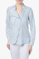 7 For All Mankind Zip Placket Shirt In Blue Oasis