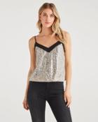 7 For All Mankind Women's Sequin Cami In Silver
