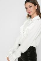 7 For All Mankind Ruffle Blouse In Natural