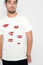 7 For All Mankind Short Sleeve See No Speak No Tee In White