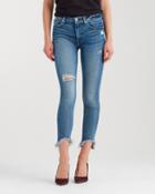 7 For All Mankind High Waist Ankle Skinny With Destroy And Wave Hem In Canyon Ranch