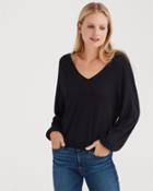 7 For All Mankind Women's Curved Neck Crop Sweater In Black