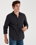 7 For All Mankind Long Sleeve Micro Stripe Linen Shirt