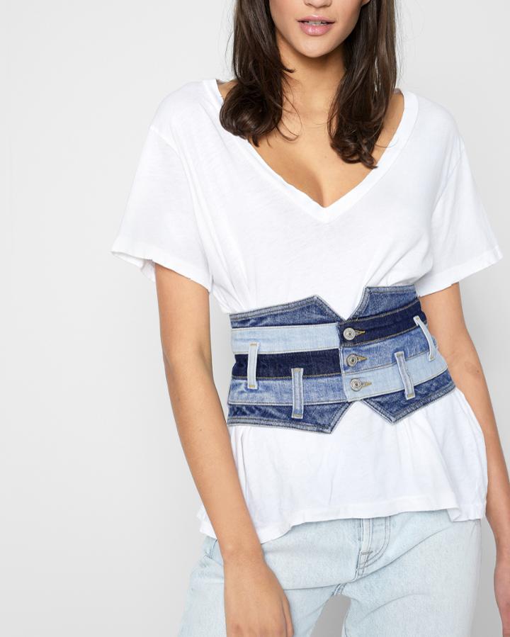 7 For All Mankind Patchwork Corset Belt
