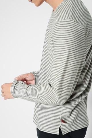 7 For All Mankind Long Sleeve Easy Crew Tee In Heather Stripe