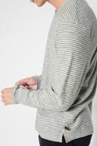 7 For All Mankind Long Sleeve Easy Crew Tee In Heather Stripe