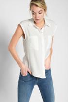 7 For All Mankind Angled Pocket Shirt In Soft White