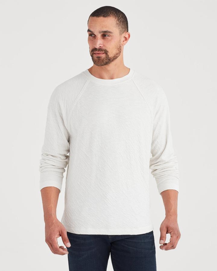 7 For All Mankind Long Sleeve Double Knit Raglan Tee In Winter White