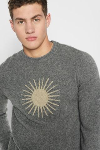 7 For All Mankind Intarsia Sun Sweater In Heather Grey