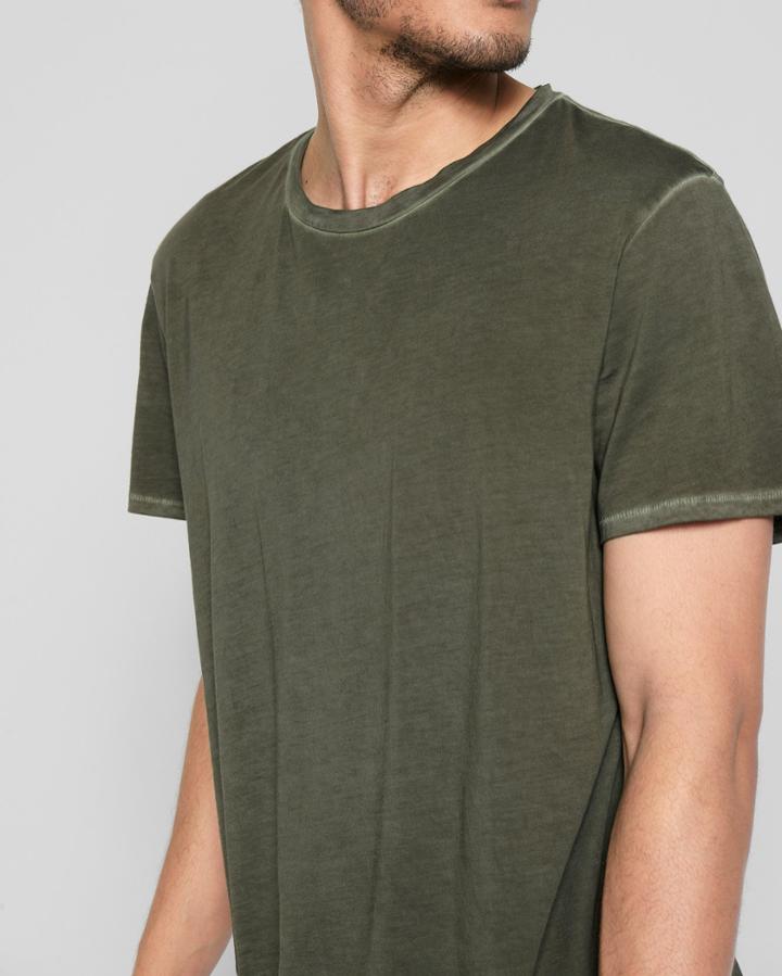 7 For All Mankind Men's Short Sleeve Stone Washed Pima Crew In Army