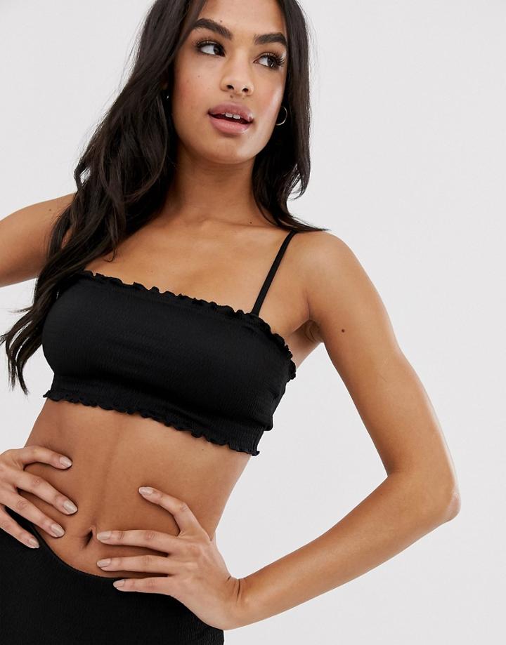Weekday Frilled Bikini Top In Black