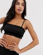 Weekday Frilled Bikini Top In Black