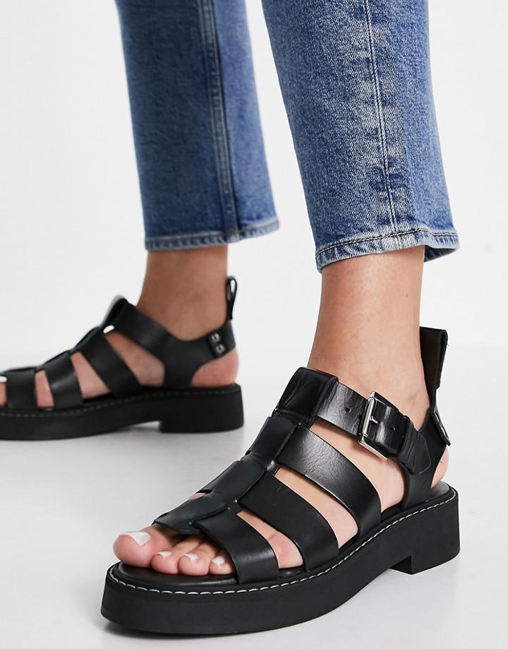 & Other Stories Leather Chunky Sandals In Black