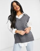 Missguided Knitted Vest In Gray-grey