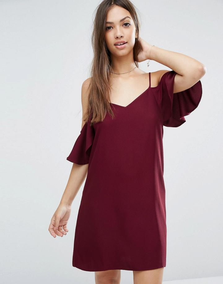 Asos Cold Shoulder Cami Dress - Red