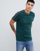 New Look T-shirt With Arm Stripe In Dark Green - Green