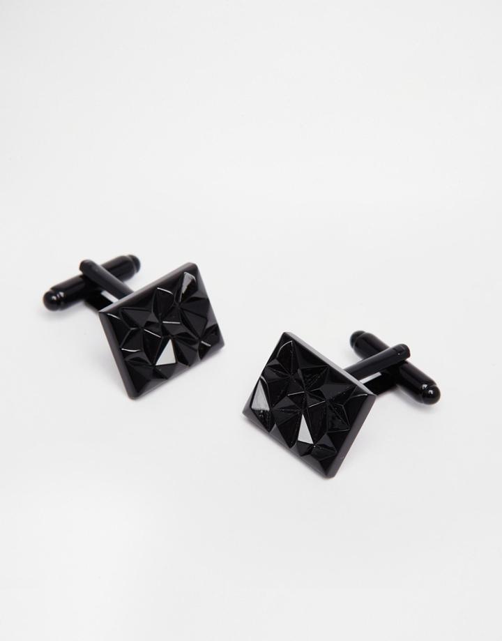 Asos Uneven Spiked Cufflinks In Black - Black