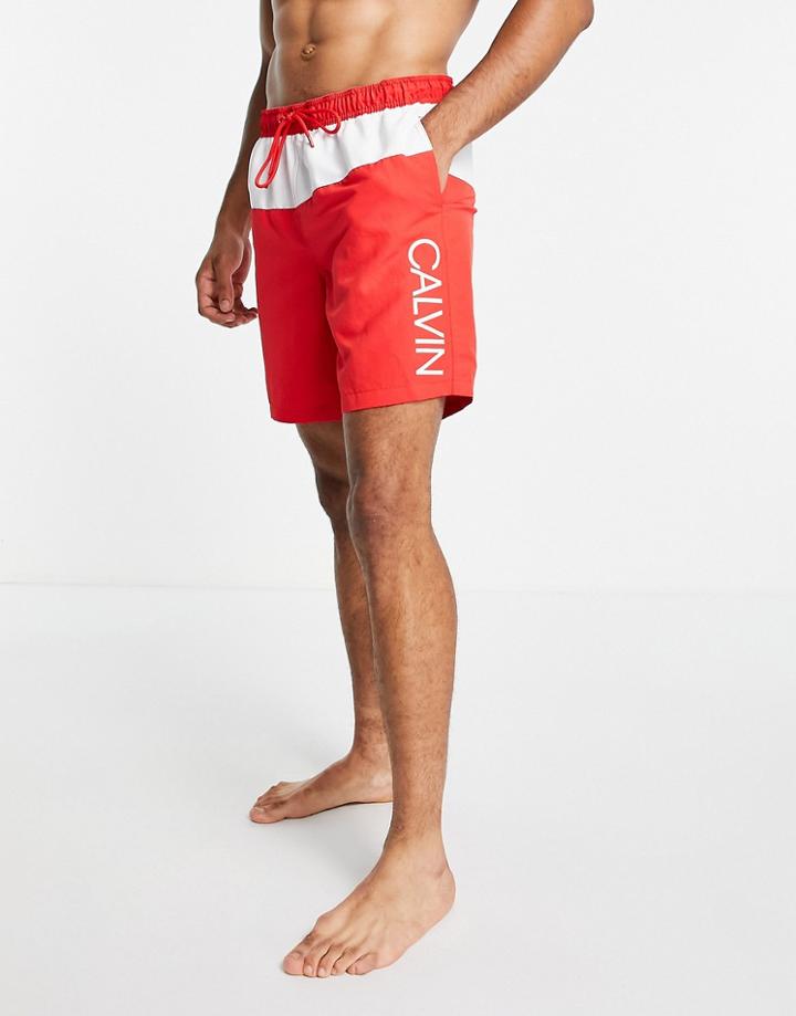 Calvin Klein Swim Shorts In Red And White