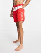 Calvin Klein Swim Shorts In Red And White