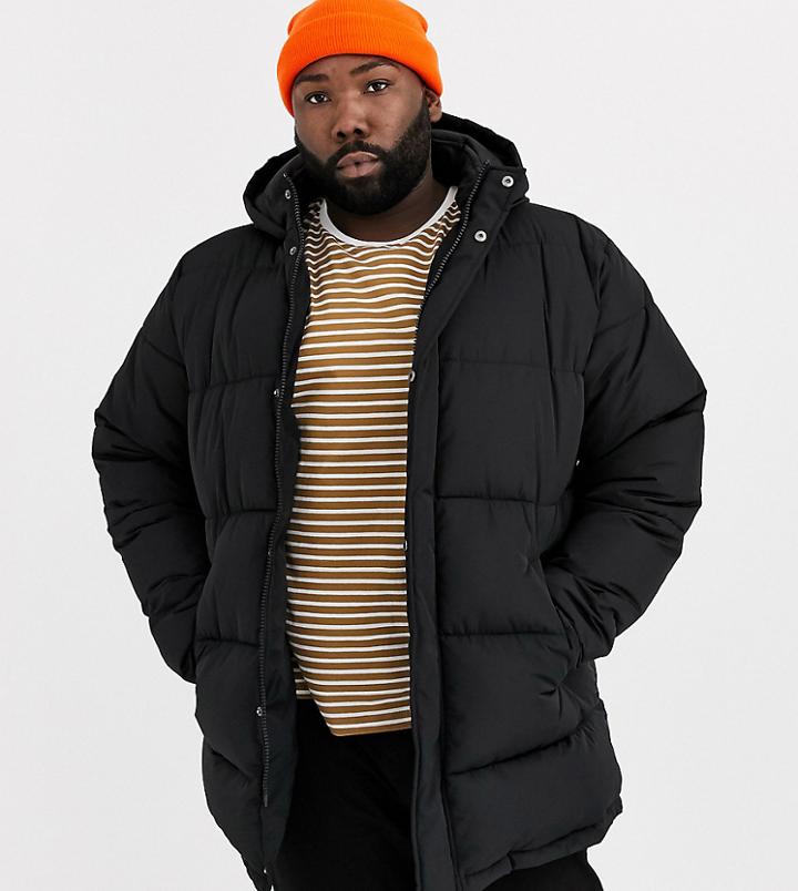 Asos Design Plus Oversized Puffer Jacket In Black