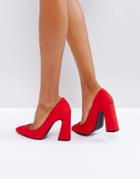 Bershka Flared Heel Court Shoe - Red