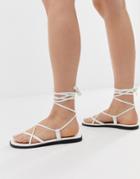 Asos Design Fallow Tie Leg Sandals-white