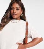 Asos Design Curve Oversized T-shirt In Washed Stone-neutral