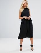 Y.a.s High Neck Midi Dress - Black