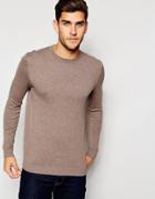 Asos Crew Neck Sweater In Cotton - Mink