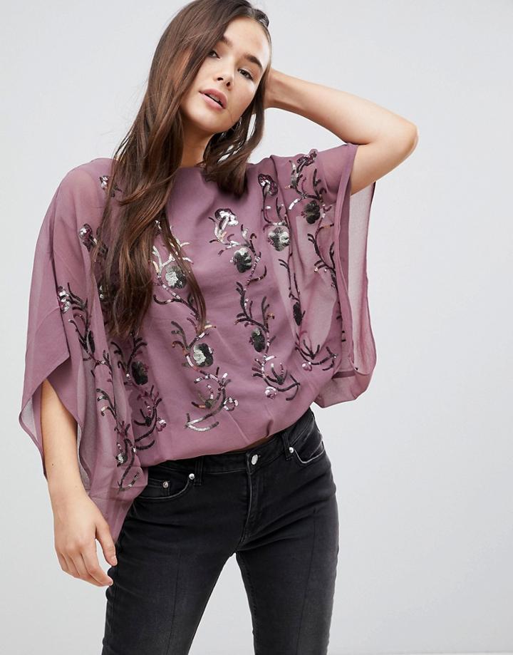 Qed London Embroidered Top - Green