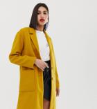 Warehouse Tailored Coat With Oversized Pockets In Yellow - Yellow
