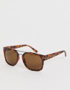 French Connection Square Sunglasses In Tort