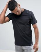 Jack & Jones Core T-shirt With Digital Camo Print And Raglan Sleeve - Black