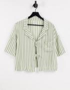 Native Youth Open Tie Front Holiday Shirt In Stripe-green