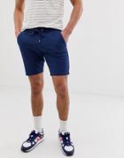 Asos Design Jersey Skinny Shorts In Bright Navy-blue
