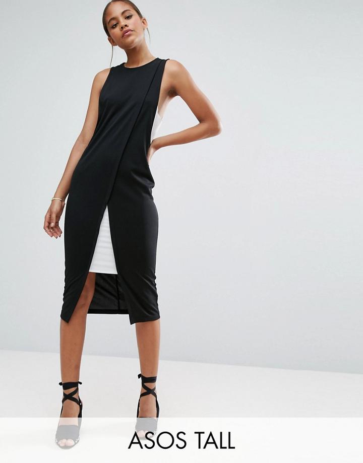 Asos Tall Color Block Wrap Pencil Dress - Multi