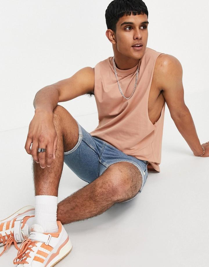 Asos Design Relaxed Fit Tank In Brown